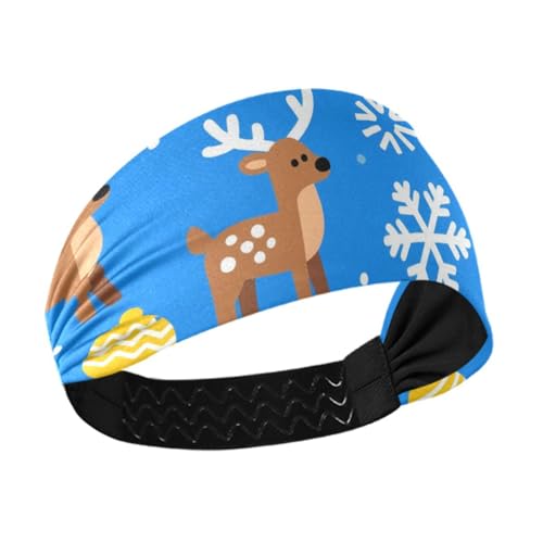 miaozhen Rutschfeste Workout-Stirnbänder für Damen, Motiv: Merry Christmas, brauner Elch, elastische Haarbänder für Tennis, Laufen, Radfahren, Yoga, Banda para el cabello von miaozhen