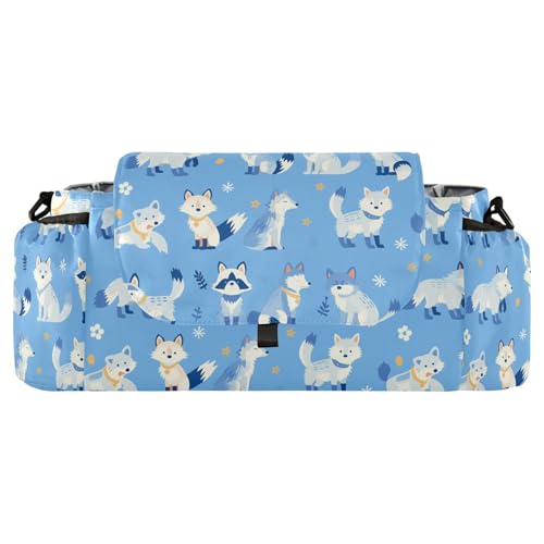 miaozhen Rutschfester Kinderwagen-Organizer mit Cartoon-Waschbär-Motiv, Himmelblau, 2 Stück von miaozhen