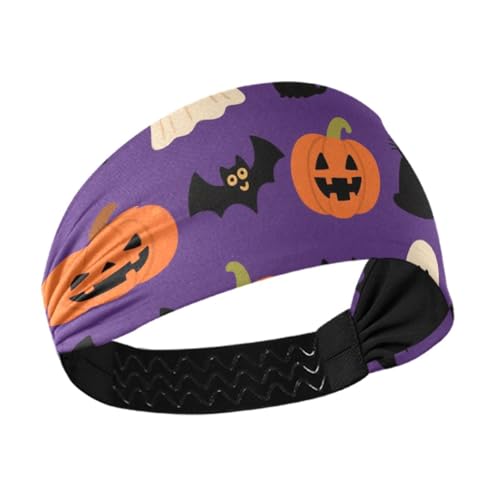 miaozhen Rutschfestes Lauf-Stirnband für Damen, Halloween, Kürbis, schwarze Katze, dehnbares Schweißband für Laufen, Sport, Basketball, Workout, Diademas para el cabello von miaozhen