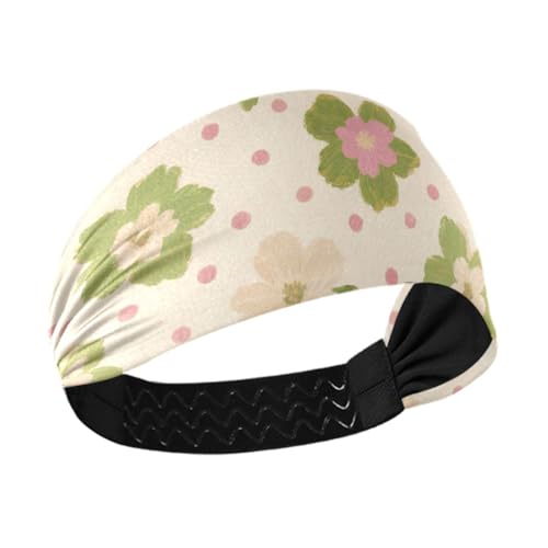 miaozhen Rutschfestes Stirnband mit schönen grünen Blumen. Schweißableitendes Stirnband für Damen, elastisches Kopf-Schweißband für Damen, Fitnessstudio, täglichen Gebrauch, Volleyball-Bandas para el von miaozhen