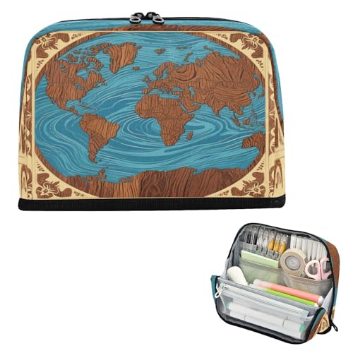 miaozhen Stiftehalter, große Kapazität, Kosmetiktasche, Reißverschluss, Münze für Krankenschwester, Universität, alte Weltkarte, Lapiceras para ninos von miaozhen