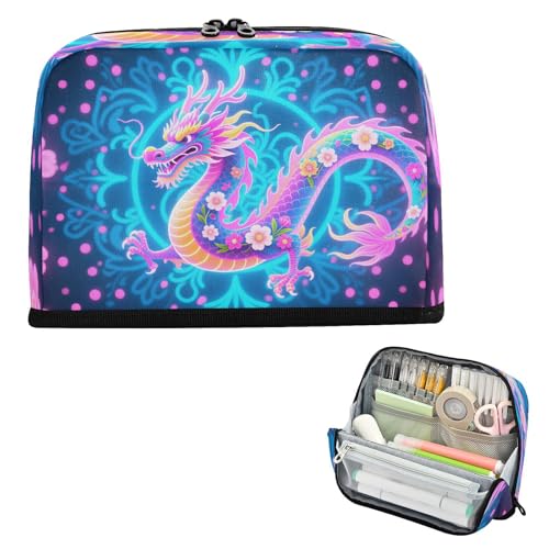miaozhen Stiftehalter, großes Fassungsvermögen, Stifteetui mit Schlitz, Schreibwaren-Organizer für Herren, Elementar, Paisleymuster, Drache, Blau, Rosa, Estuuchera para lapices miaozhen Stiftehalter, großes Fassungsvermögen, Stifteetui mit Schlitz, Schreibwaren-Organizer für Herren, Elementar, Paisleymuster, Drache, Blau, Rosa, Estuuchera para lapices von miaozhen