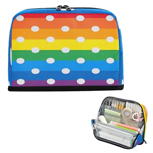 miaozhen Stifthalter, große Kapazität, Make-up-Tasche, mehrere Fächer, Schreibwaren, Stifte-Tasche für Teenager, Schulbedarf, Cartoon-Punkte, Regenbogen-Lapicera para ninas von miaozhen