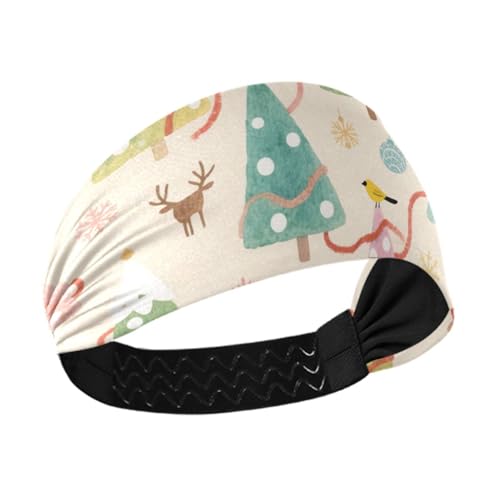 miaozhen Stirnband mit Aufschrift "Merry Christmas", farbenfroher Weihnachtsbaum, feuchtigkeitsableitend, elastisches Schweißband zum Waschen des Gesichts, Volleyball, für den täglichen Gebrauch von miaozhen