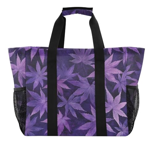 miaozhen Strandtasche, dunkelviolett, Ahornblätter, faltbar, mit Taschen, Segeltuch miaozhen Strandtasche, dunkelviolett, Ahornblätter, faltbar, mit Taschen, Segeltuch von miaozhen