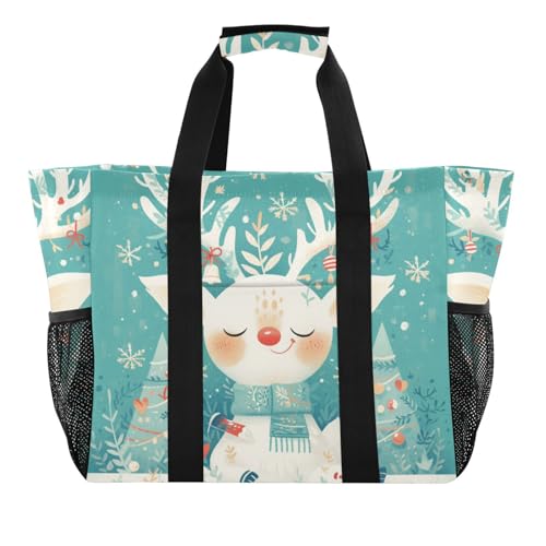 miaozhen Strandtasche, modern, Rentier, Grün, faltbar, wasserdicht, mit Griffen von miaozhen