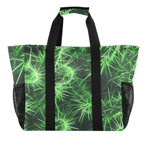 miaozhen Strandtasche Old Slow Style Kaktus Neon Grün Faltbar Wasserabweisendes Segeltuch von miaozhen