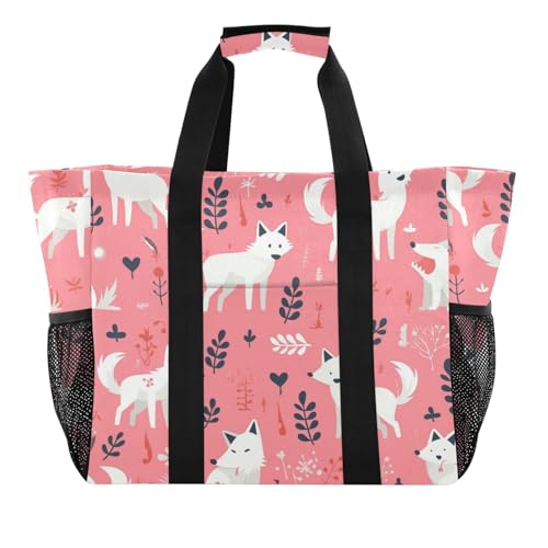 miaozhen Strandtaschen Dschungeltier Hund Pfirsich zusammenklappbar mit Taschen mit Griffen von miaozhen