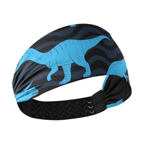 miaozhen Tier-Dinosaurier-Stirnbänder, fluoreszierend, blau, schwarz, rutschfest, dehnbares Schweißband zum Wandern, Waschen des Gesichts, Fußball, Gesichtswäsche, Diadema para ni?as von miaozhen