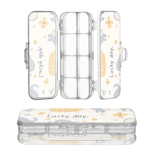 miaozhen Transparente Stiftebox, doppellagig, blauer Elefant, Cartoon, niedliches Aufbewahrungsetui für Kunstbedarf, mit Schnappdeckel von miaozhen