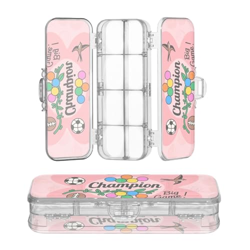 miaozhen Transparente Stiftebox aus Kunststoff, doppellagig, Ball, großes Spiel, rosa Blumenmuster, Hartschalenetui, Stifteetui für Schreibwaren, mit Deckel von miaozhen