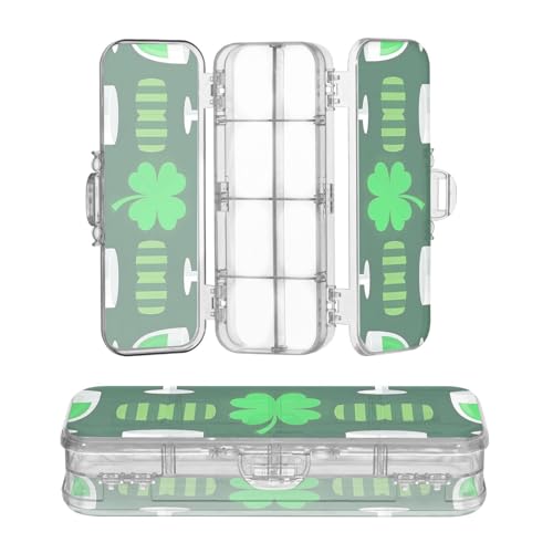 miaozhen Transparente Stiftebox mit doppelstöckigem St. Patrick's Day Kleeblatt-Aufbewahrungsetui für Kunstbedarf mit Schnappdeckel von miaozhen