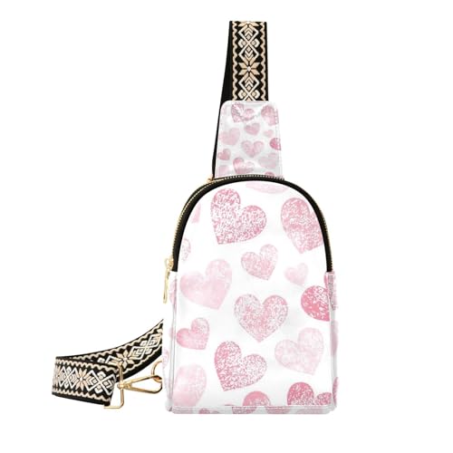miaozhen Trendige Valentins-Umhängetasche mit Pfirsichherzen, wasserdicht, Leder, Umhängetasche, Bauchtaschen für Reisen, Valentines Pfirsichherzen von miaozhen