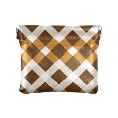 miaozhen Trendiges braunes kariertes Rautenkaro-Verschluss, Geldbörse, Kartenhalter, niedlicher Kartenhalter, Schlüssel-Organizer für Damenhandtasche, monderos de mujer para monedas, Trendiges braunes von miaozhen