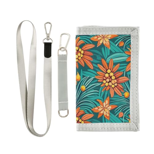 miaozhen Tropical Leaf Summer dreifach gefaltete Herren-Geldbörse, cooles Geschenk, cool, leicht, mit Umhängeband, Cartera Para Hombre, Tropisches Blatt Sommer, 1 size von miaozhen