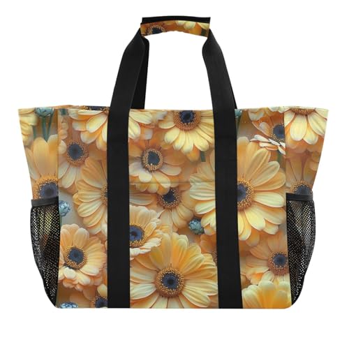 miaozhen Utility Bags And Totes Surrealism Zinnia Butter Yellow Foldable Waterproof with Handles von miaozhen