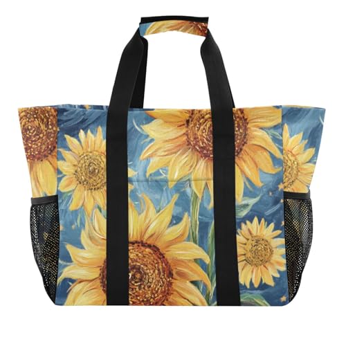 miaozhen Utility Beach Tote Art Sun Flowers Collapsable Water Resistant with Handles von miaozhen