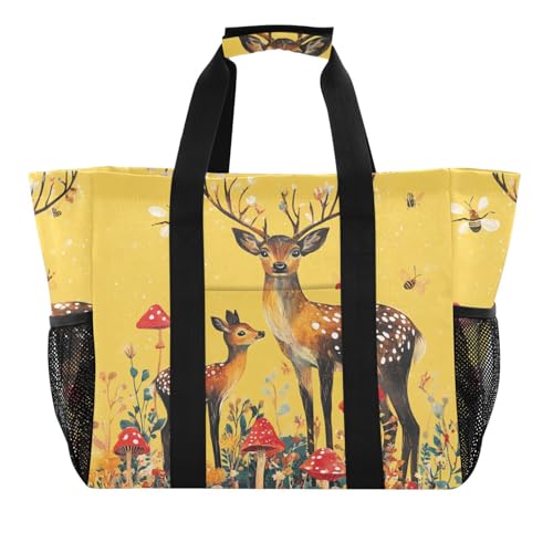miaozhen Utility Beach Tote Cartoon Sturdy Sika Deer Foldable Water Resistant with Handles von miaozhen
