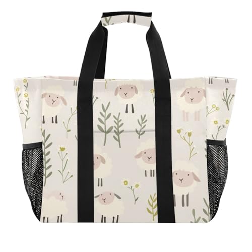 miaozhen Utility Storage Bags Childish Animal Sheep Ash Floral Foldable Waterproof with Handles von miaozhen