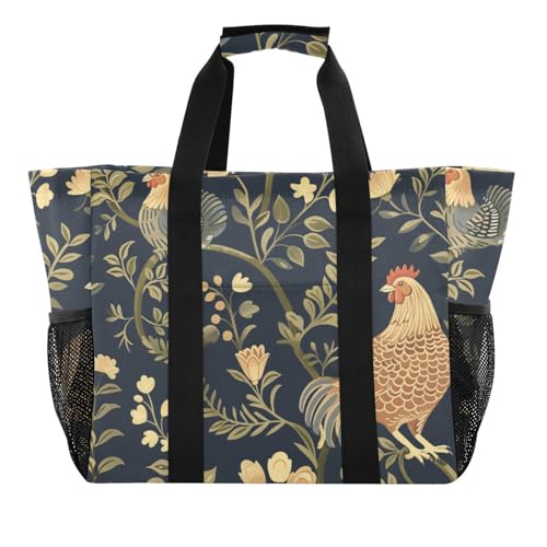 miaozhen Utility Storage Bags Coutryside Huhn Floral Design Collapsable Waterproof Canvas von miaozhen