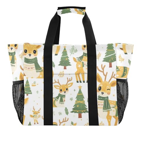 miaozhen Utility Tote Bag Hirsch skandinavischer Stil faltbar mit Fächern mit Griffen von miaozhen