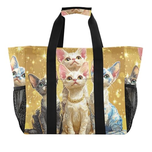 miaozhen Utility Tote Cartoon Cute Devon Rex Cats Realistic Style Foldable With Pockets with Handles miaozhen Utility Tote Cartoon Cute Devon Rex Cats Realistic Style Foldable With Pockets with Handles von miaozhen