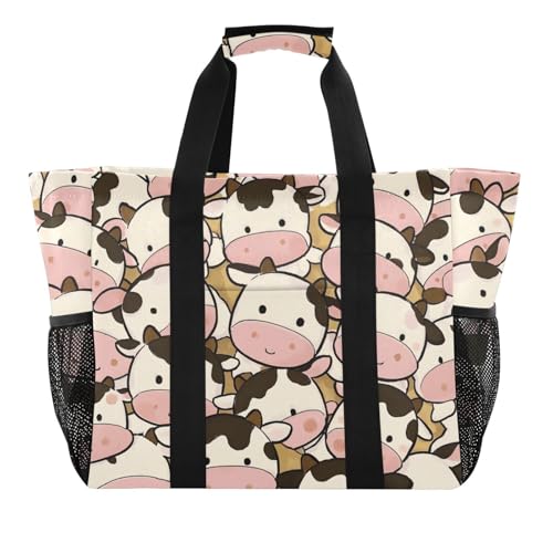 miaozhen Utility Tote Cute Cartoon Kuh faltbar mit Fächern mit Griffen von miaozhen