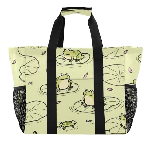 miaozhen Utility Tote Green Pond Frog Foldable With Compartments with Handles von miaozhen