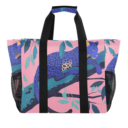 miaozhen Utility Tote Purple Leopard Asthetic Foldable Sandproof Canvas miaozhen Utility Tote Purple Leopard Asthetic Foldable Sandproof Canvas von miaozhen