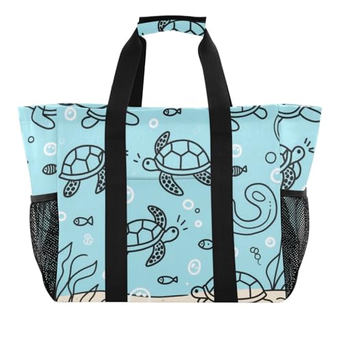 miaozhen Utility Totes Blue Ocean Turtle Zusammenklappbar mit Fächern mit Griffen von miaozhen