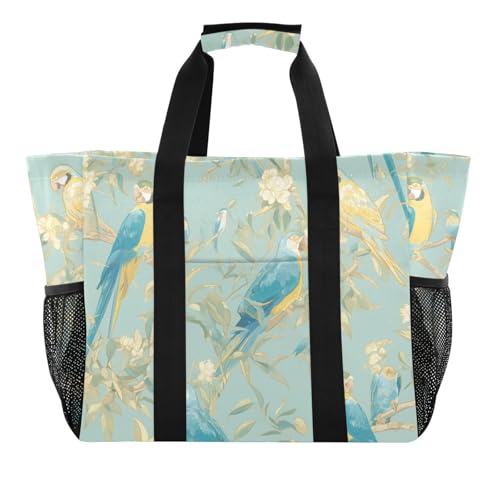 miaozhen Utility Totes Cartoon-Hyazinthen-Ara, hellblau, faltbar, sanddicht, mit Griffen von miaozhen