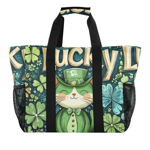 miaozhen Utility Totes Happy Patrick's Day Sweet Zusammenklappbar mit Taschen mit Griffen von miaozhen