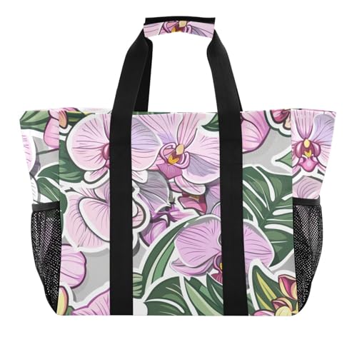 miaozhen Utility Totes Orchidee Floral Colorful Sticker Style Foldable With Compartments with Handles miaozhen Utility Totes Orchidee Floral Colorful Sticker Style Foldable With Compartments with Handles von miaozhen