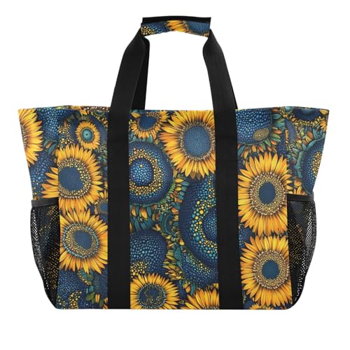 miaozhen Utility Totes Ukraine Sonnenblume Schönheit Sommer Blumen zusammenklappbar mit Fächern Leinwand von miaozhen