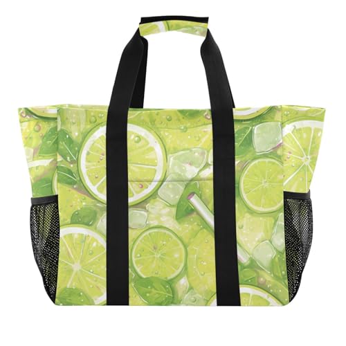 miaozhen Utility Totes fluoreszierender grüner Zitronensaft, Eis, faltbar, mit Fächern mit Griffen von miaozhen