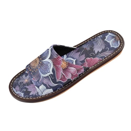 miaozhen Vintage Bohemian Flowers Batik Paisley Kraken Wine Shower Slippers Indoor and Outdoor Reusable Cute Custom Prints Open Toe Slip-on Home Shoes for Travel Airplane Hotel chanclas para hombres von miaozhen