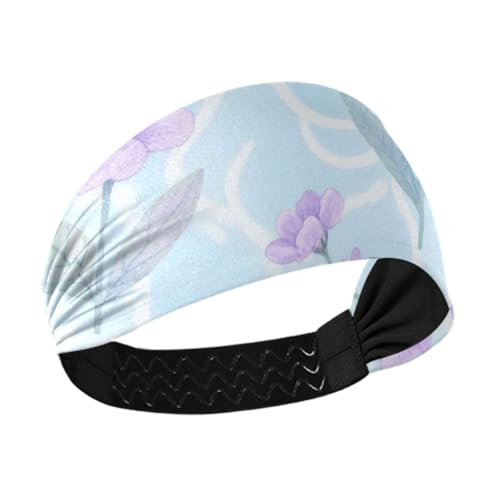 miaozhen Violette Aquarell-Blumen, feuchtigkeitsableitende Stoff-Stirnbänder für Damen, dehnbare Schweißbänder für Fußball, Fußball, Workout, Fitnessstudio, Cinta Para el Cabello von miaozhen