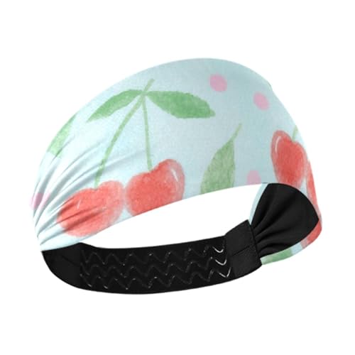 miaozhen Wasserfarben, rote Kirschen, rutschfest? Niedliche Stirnbänder für Damen, elastischer Kopf für Damen, zum Laufen, Laufen, Wandern, Banda para el cabello von miaozhen