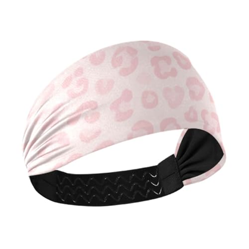 miaozhen Weiche rosa Leopardenmuster rutschfeste breite Stirnbänder für Damen, dehnbare Schweißbänder für Volleyball, Athletik, Sport, Laufen, Volleyball, Bandas elásticas para el cabello von miaozhen