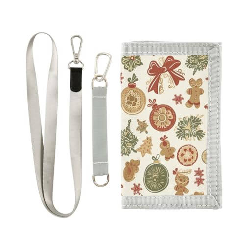 miaozhen Weihnachts-Geldbörse mit Schleife, dreifach gefaltet, für Damen, lässig, mit Umhängeband, Carteras Para Hombre, Weihnachtsschleife mit Lebkuchenmotiv, 1 size von miaozhen