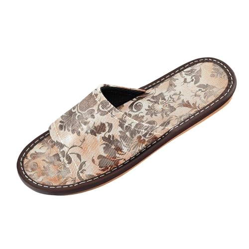 miaozhen William Morris Herren-Hausschuhe, Steampunk-Stil, Kupfer, für drinnen und draußen, atmungsaktiv, rutschfest, für Gäste, Hotel, Reisen, Flugzeug, Chanclas para hombres, William Morris Style von miaozhen