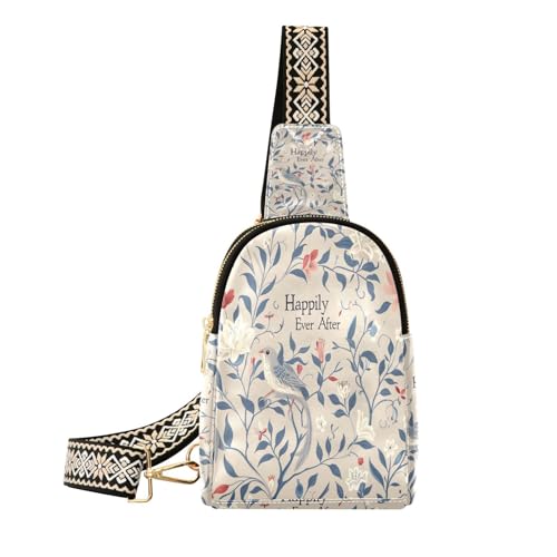 miaozhen William Morris Style Happily Ever After Taupe Brusttasche für stabile Sling Geldbörse für Damen zum Wandern, William Morris Style Happily Ever After Taupe, William Morris Style Happily Ever von miaozhen