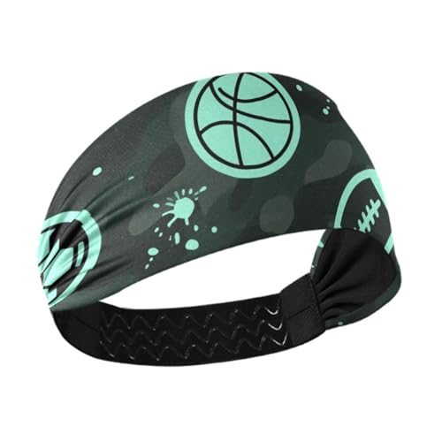 miaozhen Yoga-Stirnbänder mit Cartoon-Baseballbällen, Camouflage, blau, rutschfest, dehnbares Schweißband für Workout, Sport, Basketball, Make-up, Bandas para el cabello von miaozhen