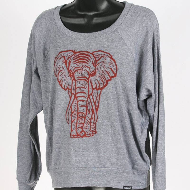 Elefant Auf Heather Grey Tri Blend Damen American Apparel Pullover S, M, L von miasunique