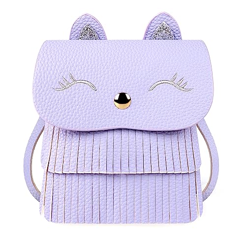 mibasies Katze Geldbörse für Kinder Mädchen Geschenk Kleinkind Crossbody Tasche, Katze lila, 34 von mibasies