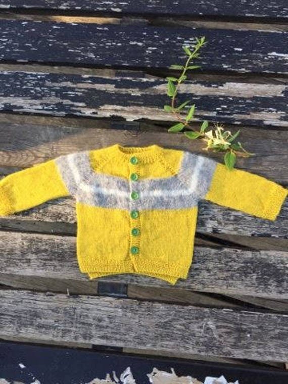 Gelb, Strickjacke, Bluse Aus Wolle Und Alpaka, Grau, Grüne Holzknöpfe, Pullover, Babykleidung, Unisex, Grau. Grüne Holzknöpfe von micayu