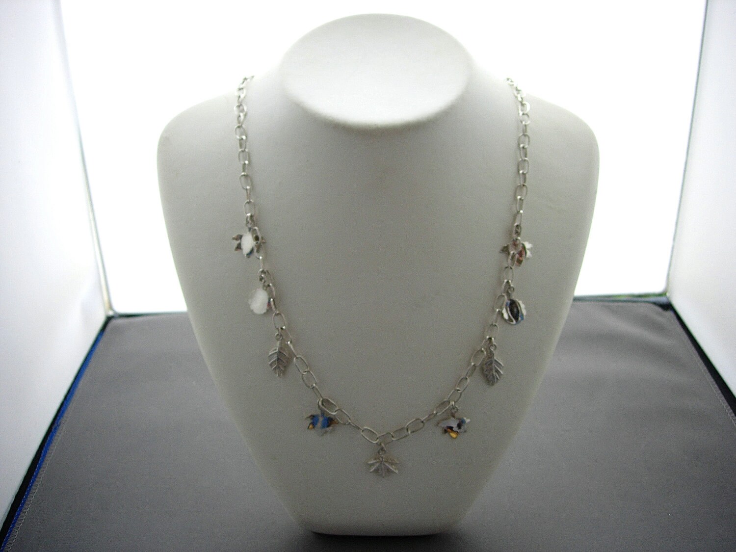 Handgemachte Sterling Silber Blatt Halskette, 48cm von michaelLionel