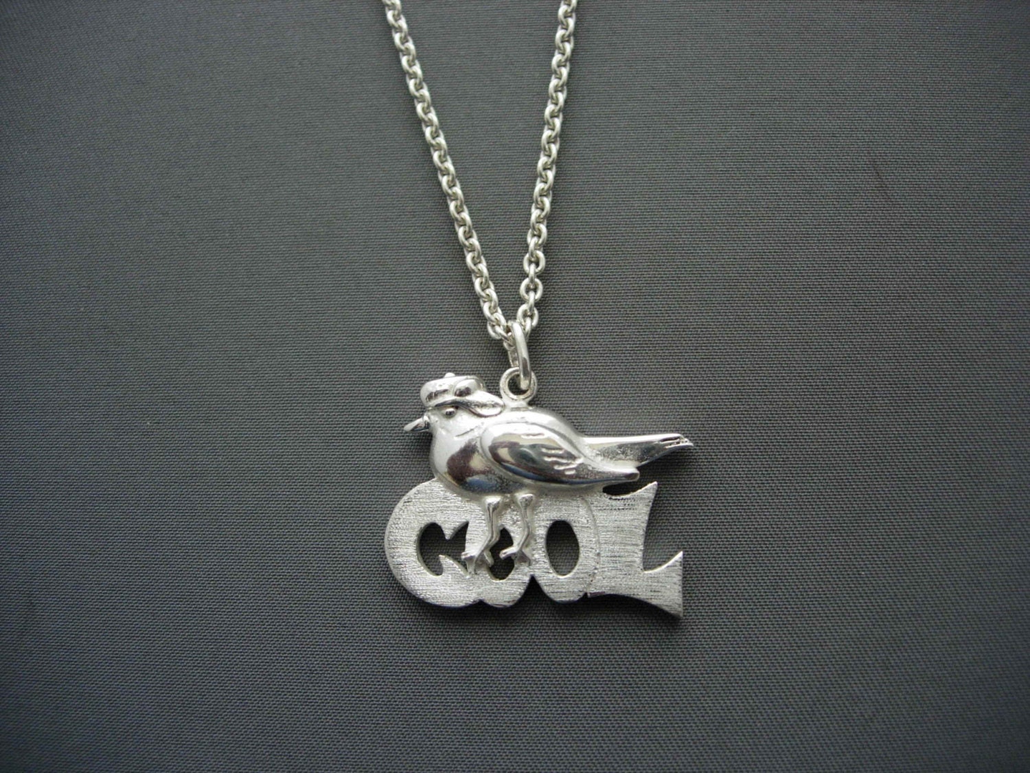 Massiv Silber Vogel Anhänger Halskette, Poliert & Matt Finish, 22 "Kette von michaelLionel