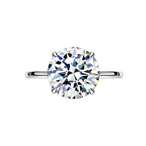 Michooyel S925 4 Karat runder Solitär-Diamant im Brillantschliff, Verlobungsring für Frauen, Ehering, Sterlingsilber, Zirkonia, Versprechensring, edler Schmuck für Frauen von Michooyel