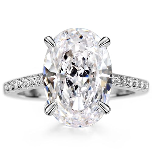 Michooyel Sterling Silber Ringe 4ct Oval Cut Verlobungsring für Damen, Ehering Versprechensring 925 Cubic Zirkonia Ovaler Cut, Engagement Ring von Michooyel